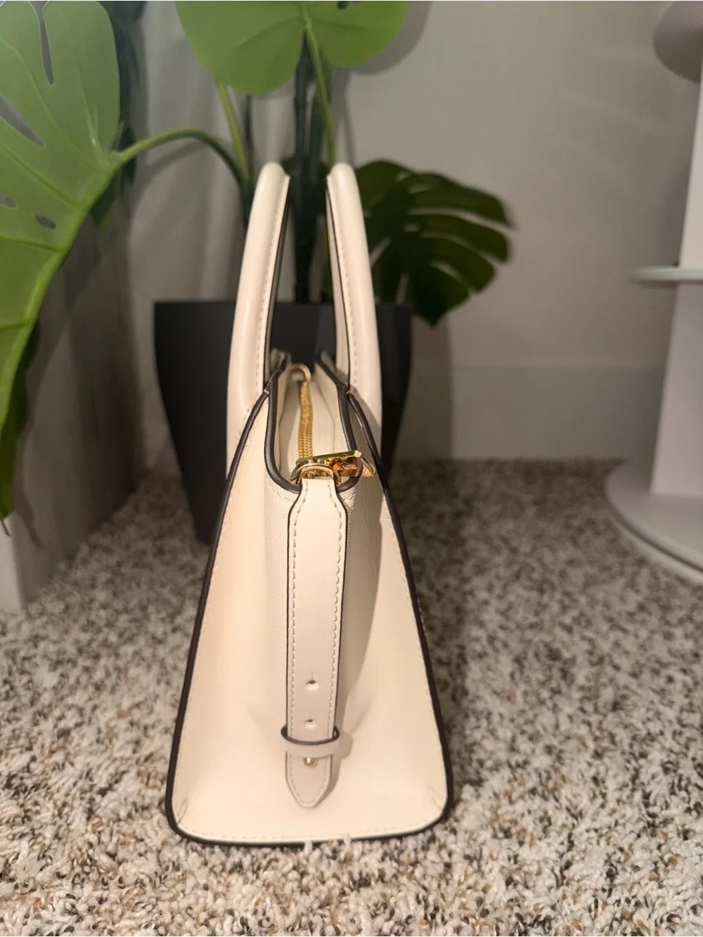 Michael Kors Cream Saffiano Satchel with Gold Charm